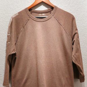 RVCA Vintage 3/4 Sleeve Shirt, Medium, Brown